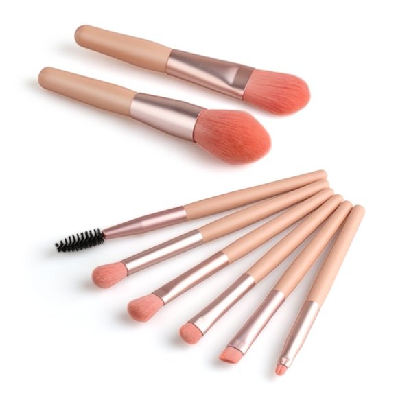 Makeup Brush Set of 8 Pcs Portable Pink - Picture 3 of 7